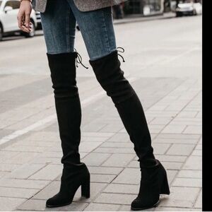 Stuart Weitzman Hiline Black Over-the-Knee Boots Suede High Heel